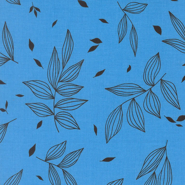 Printed Cotton Poplin - Alli K Design - True to Hue - Falling Leaves - Blue My Mind