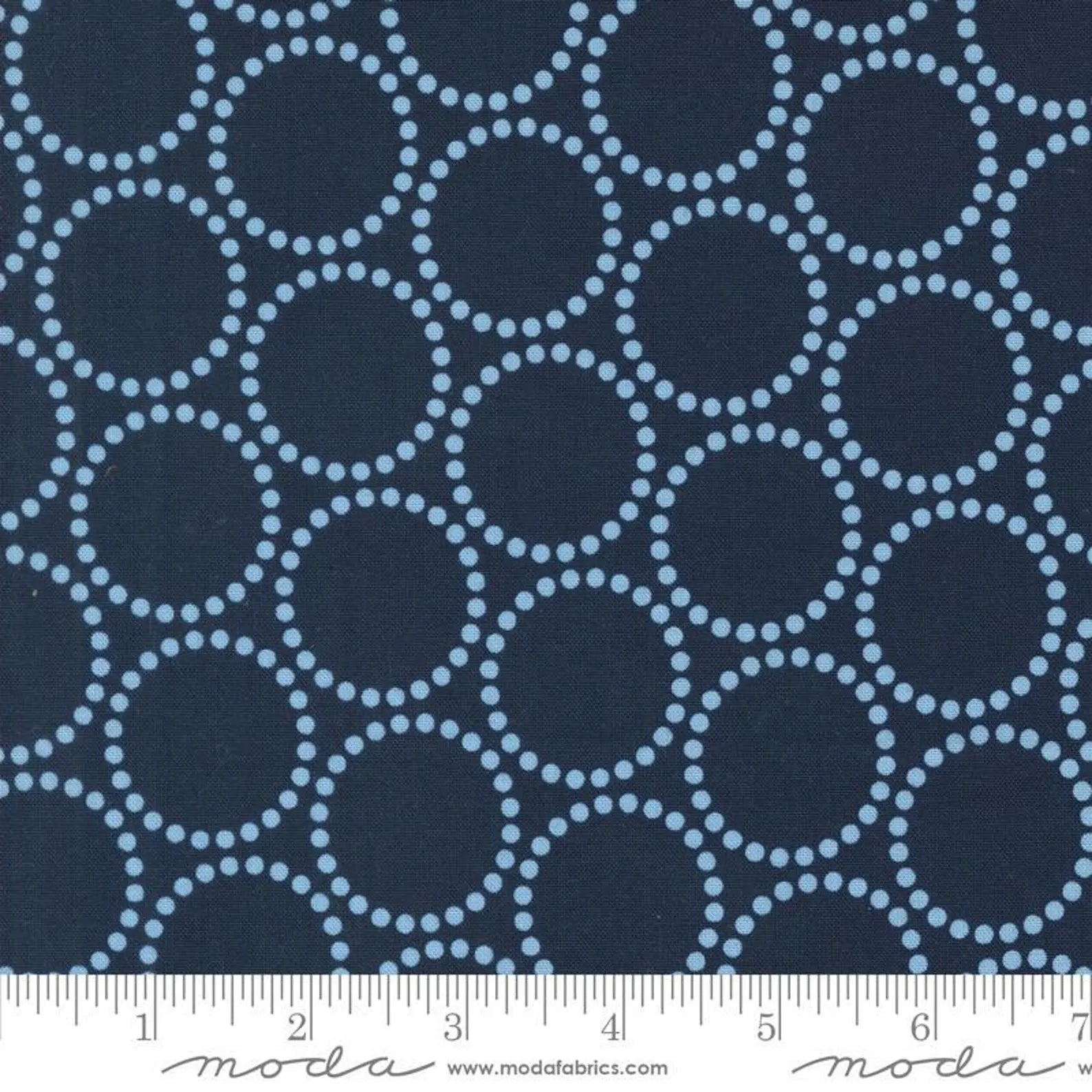 Printed Cotton Poplin - Love Letter for Moda - Peacoat Ring