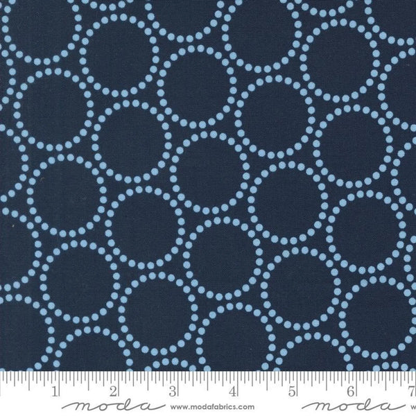 Printed Cotton Poplin - Love Letter for Moda - Peacoat Ring