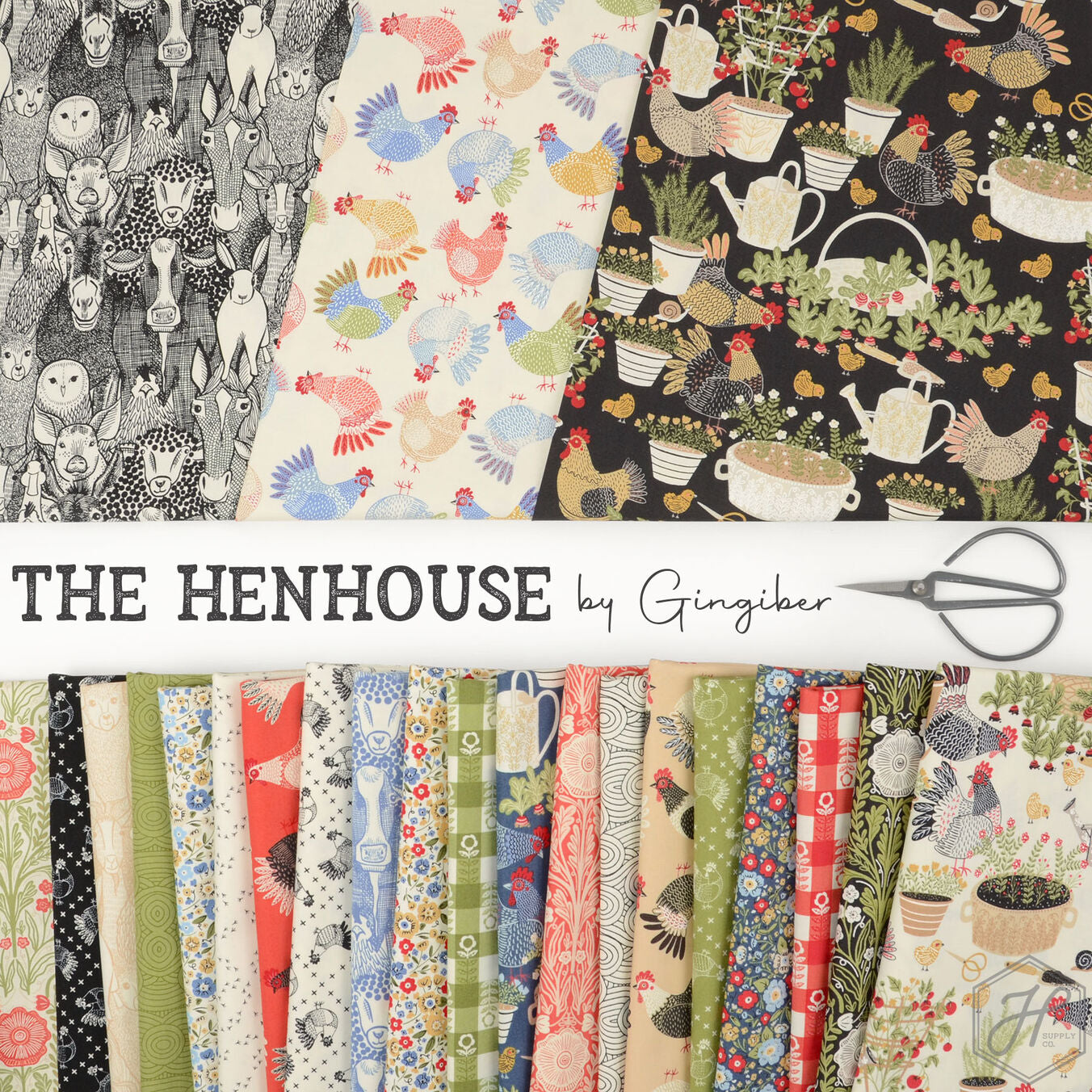 Printed Cotton Poplin - Gingiber - The Henhouse - Cloud Swirls - Cloud Iron