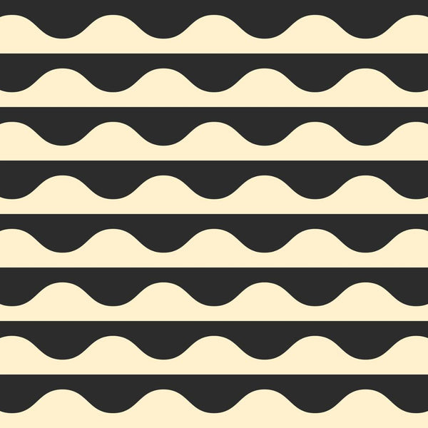 Drapey Cotton Print - Emily Van Hoff Groove - Wavy Stripe - Tuxedo