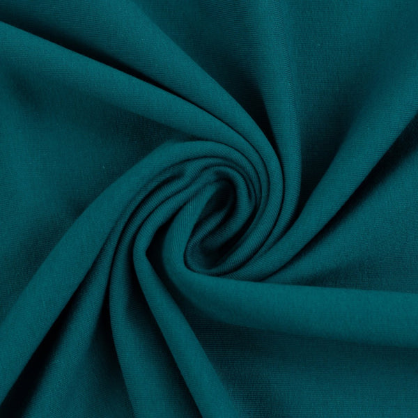 Medium Weight Cotton Loopback Jersey - Teal Blue