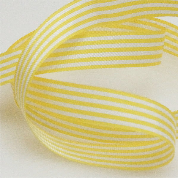 Candy Striped Ribbon 9mm - Limoncello