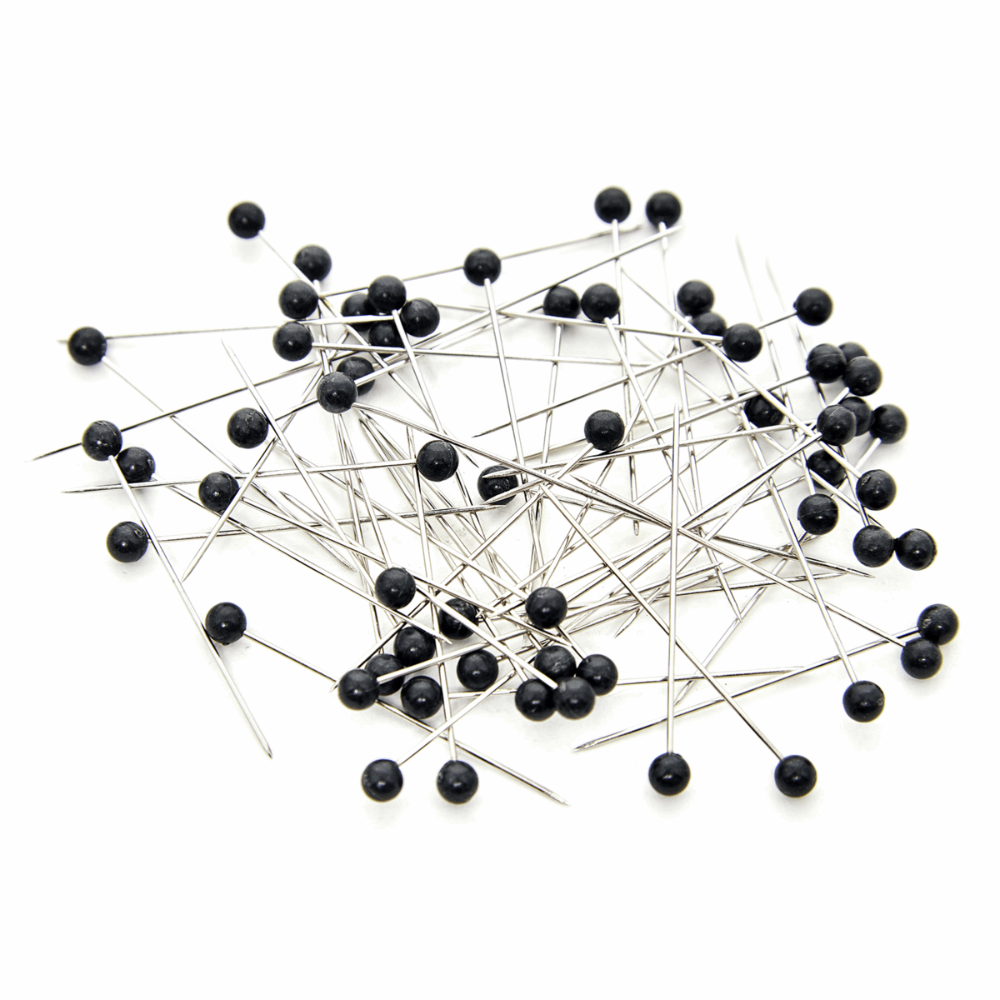 Hemline Gold - 60 Plastic Head Nickel Pins