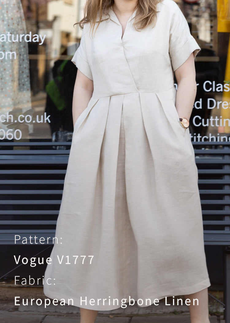 European Herringbone Linen - Bracon Ash