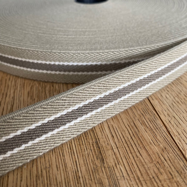 Soft Waistband Elastic Twill - 25mm - Beige/Brown
