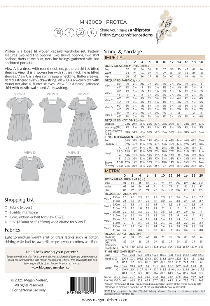 Megan Nielsen - Protea Capsule Wardrobe Set