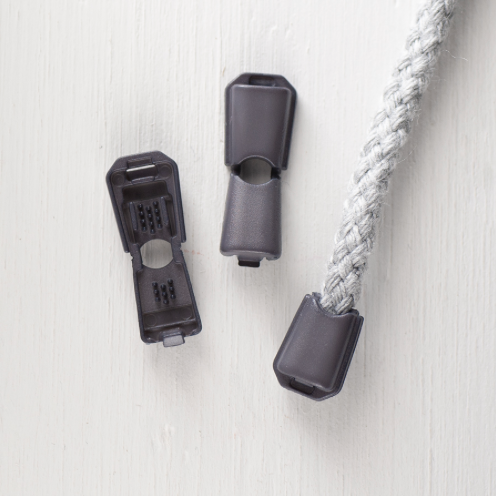 Plastic Cord Stops - 4mm - Grey - Set of 2