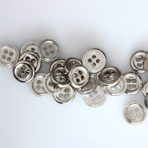 Plastic Silver Rimmed Shirt Buttons 11mm