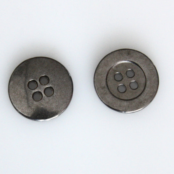 Flat Four-Hole Metal Button 17mm - Black Nickel