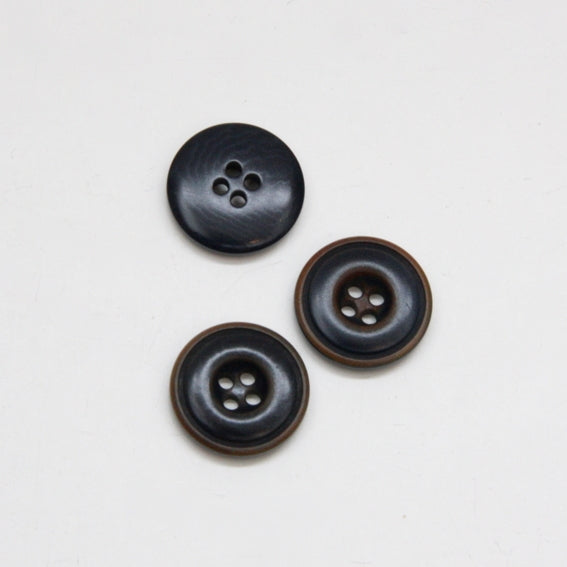 Mock Wood Buttons 20mm - Worn Navy