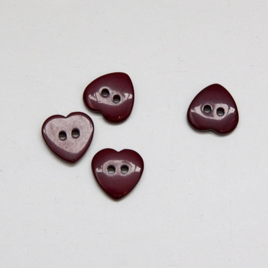 Heart Buttons - Burgundy