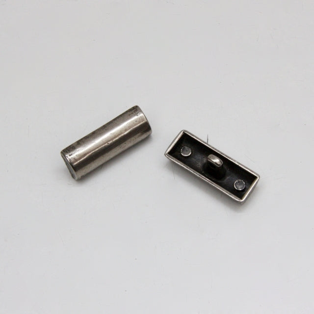 Metal Shaft Button 26mm - Semi Circle Old Silver