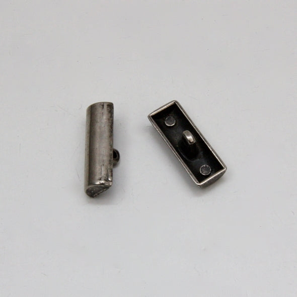 Metal Shaft Button 26mm - Semi Circle Old Silver