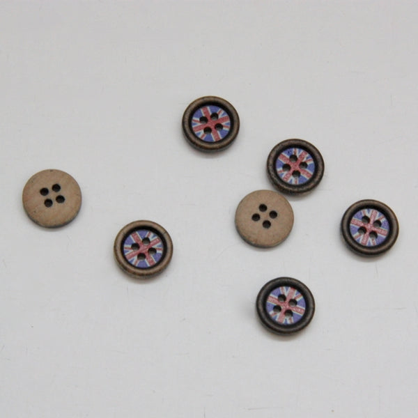 Wooden Buttons - Union Jack