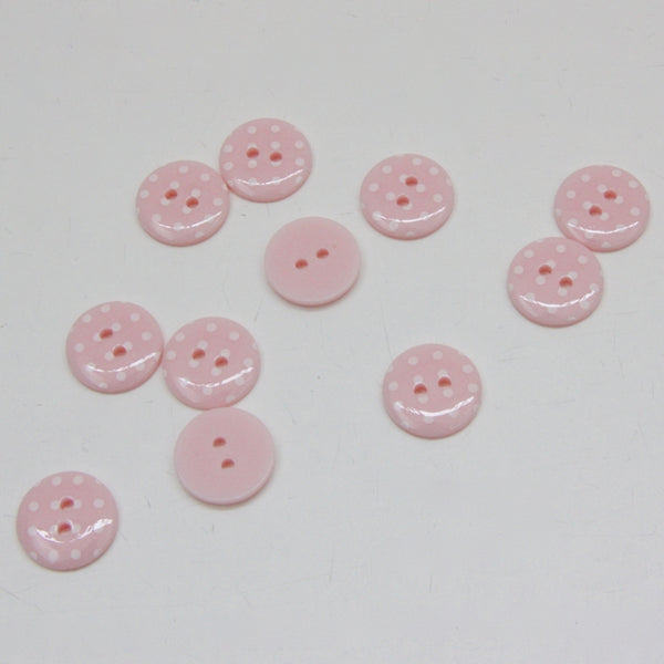 Polka Dot Polyester Button - Pale Pink