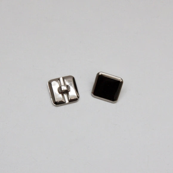 Mock Metal Shaft Button 13mm - Silver Square