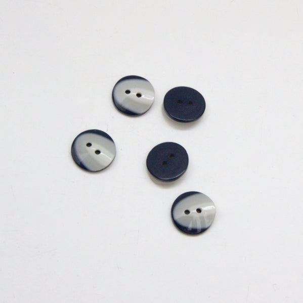 Polyester Shirt Buttons 15mm - Retro Blue/White