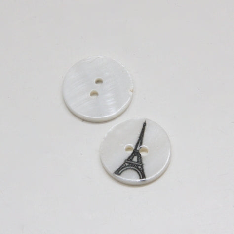 JoJo Printed Shell Button - Eiffel Tower