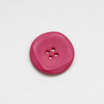 Shiny Wooden Squared Buttons 25mm - Fuchsia