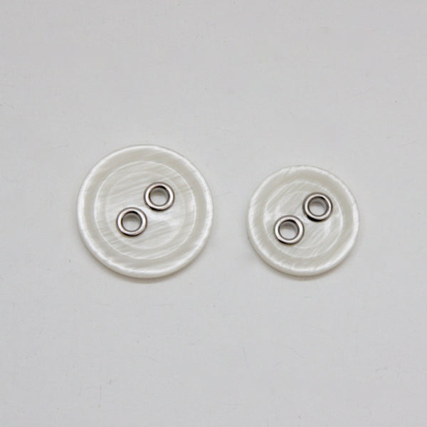 Metal-Hole Jacket Button - Pearl White