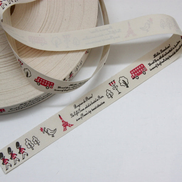 Cotton Ribbon - Bonjour Hello 21mm