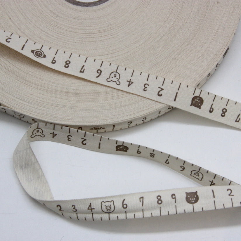 Printed Cotton Ribbon - Piggy Time 16mm