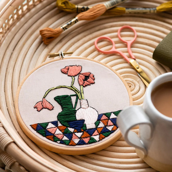 Stitch Happy Embroidery Kit - Geometric Poppies
