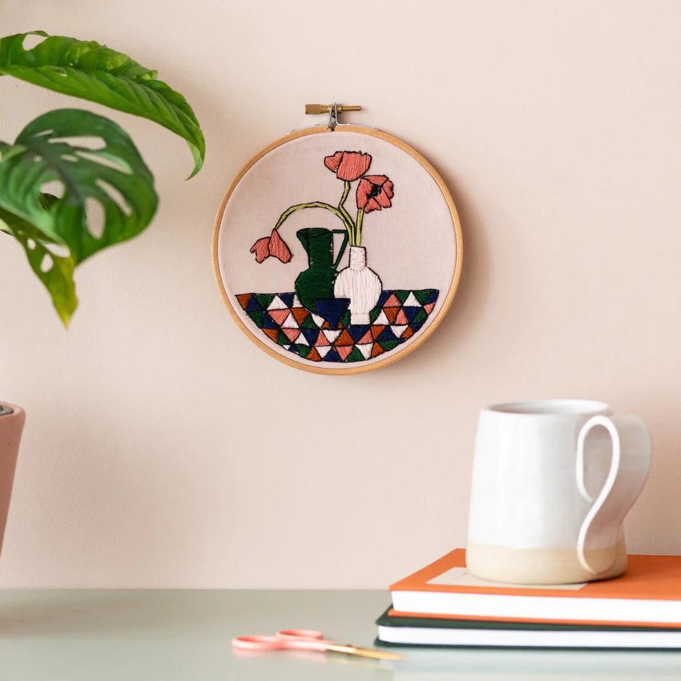 Stitch Happy Embroidery Kit - Geometric Poppies