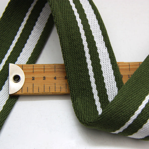 Striped Webbing 50mm - Green/White