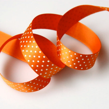 Satin Polka Dot Ribbon 16mm - Orange