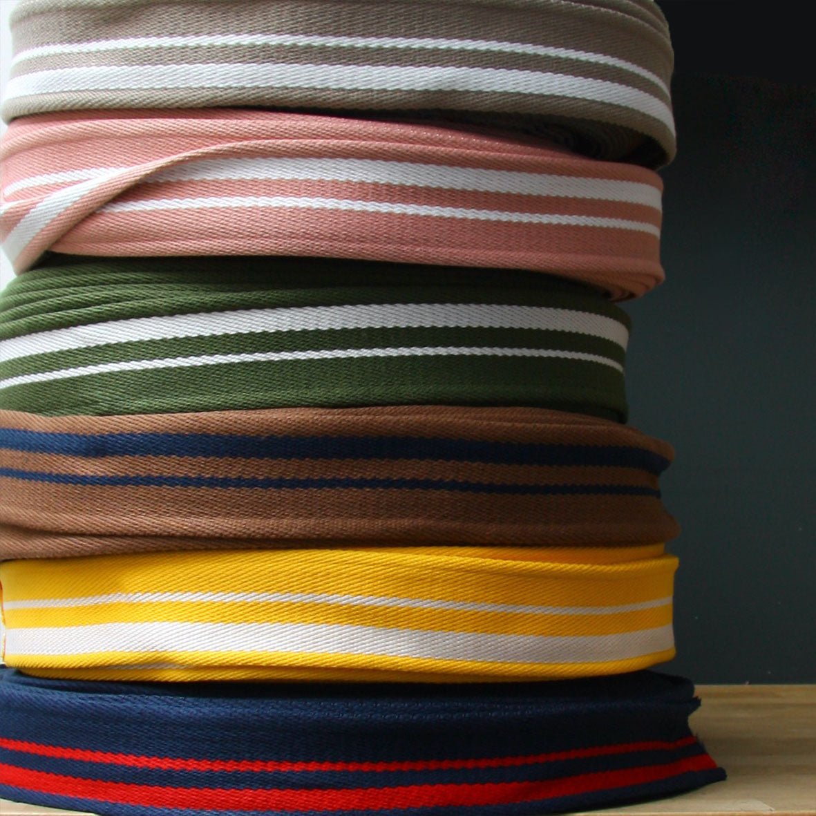 Striped Webbing 50mm - Green/White