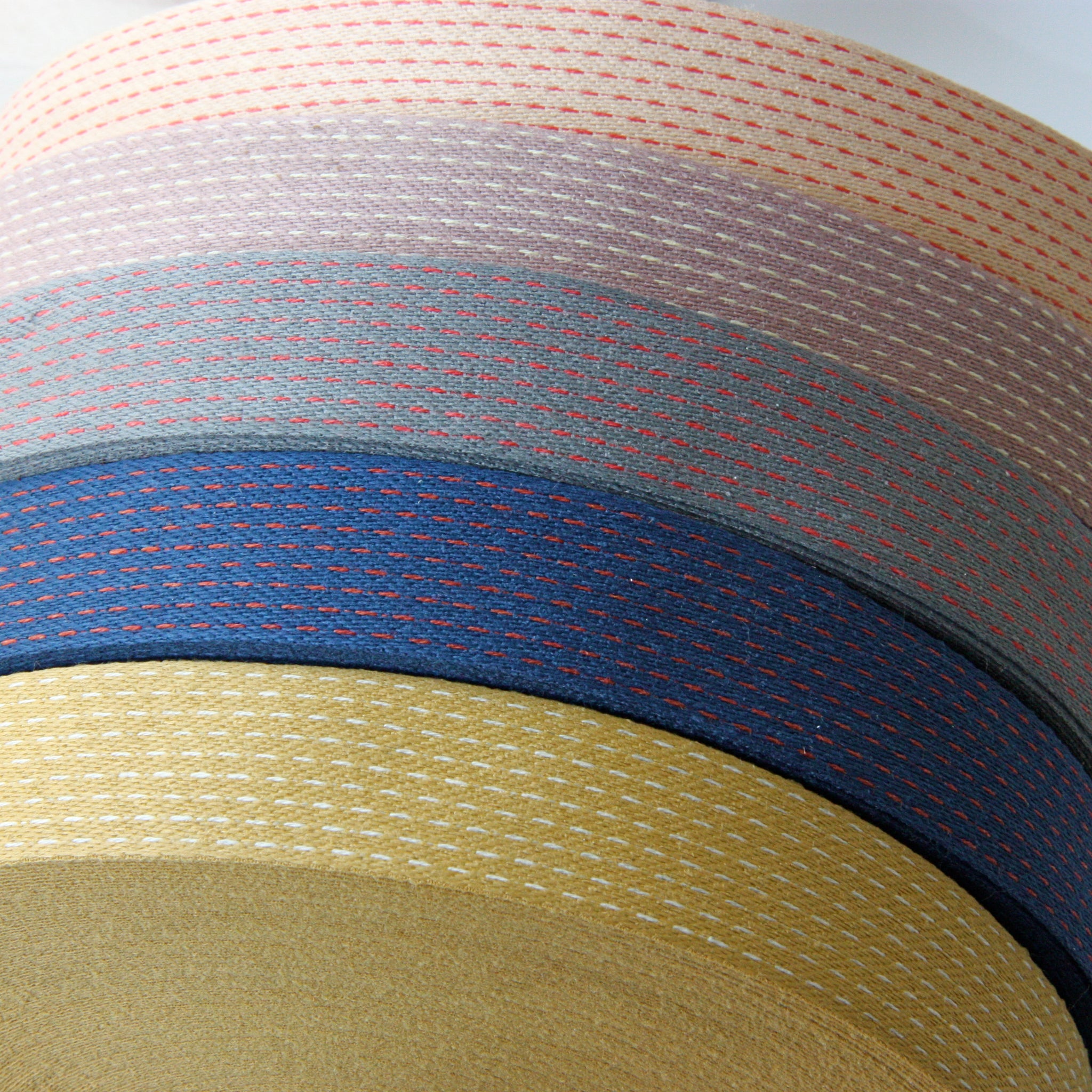 Stitched Cotton Tape - Mauve/Natural