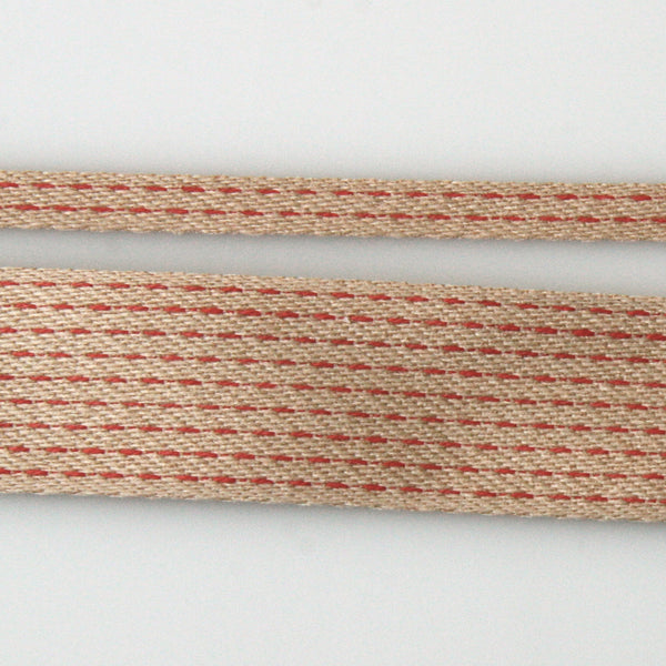 Stitched Cotton Tape - Beige/Red