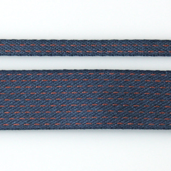 Stitched Cotton Tape - Navy/Red