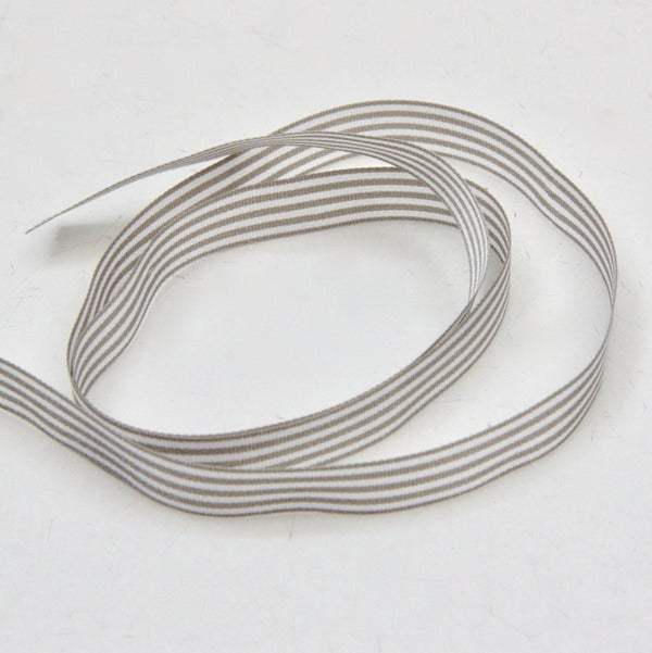 Candy Striped Ribbon 9mm - Cool Grey