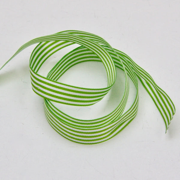 Candy Striped Ribbon 9mm - Lime