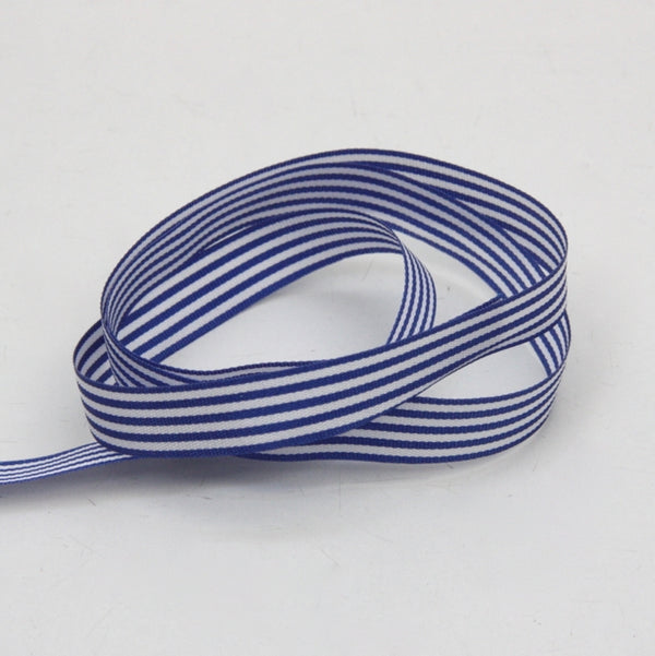 Candy Striped Ribbon 9mm - Royal Blue